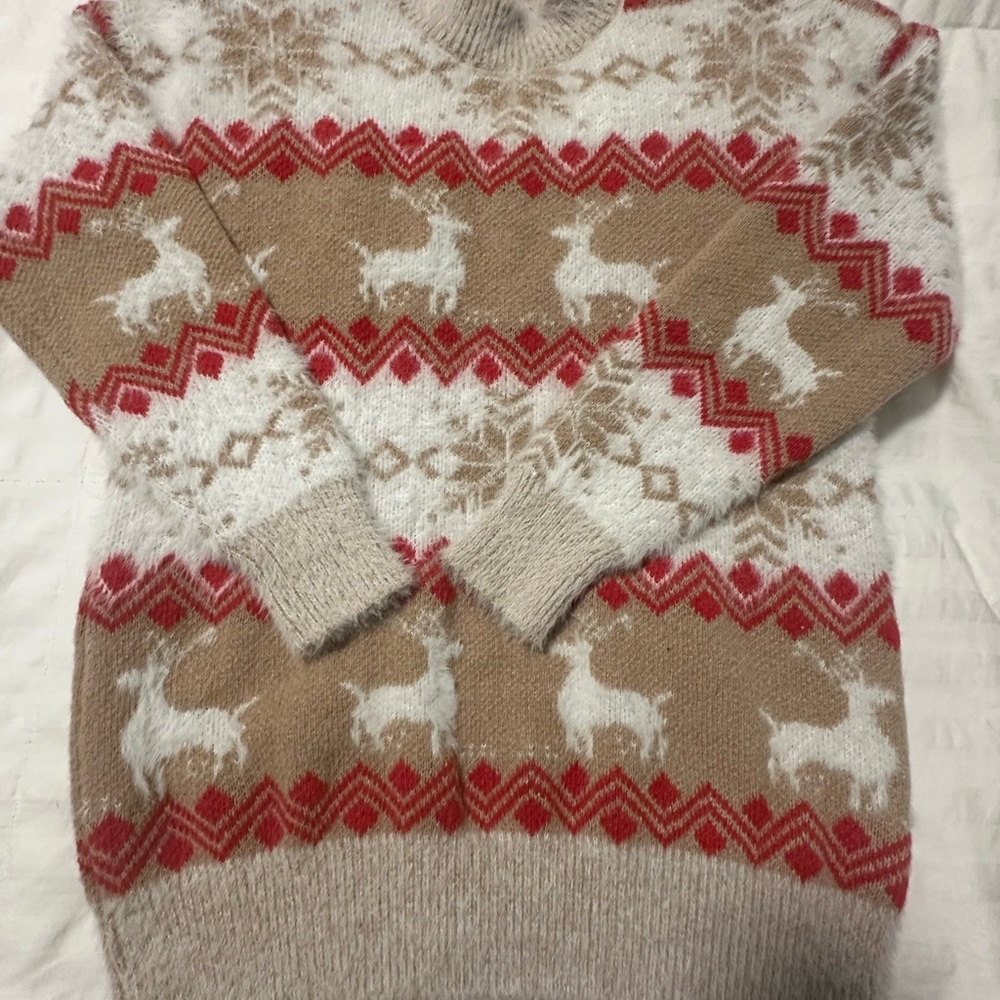 SHEIN Red and Tan Cowl Neck Sweater never worn good condition - longer sweater